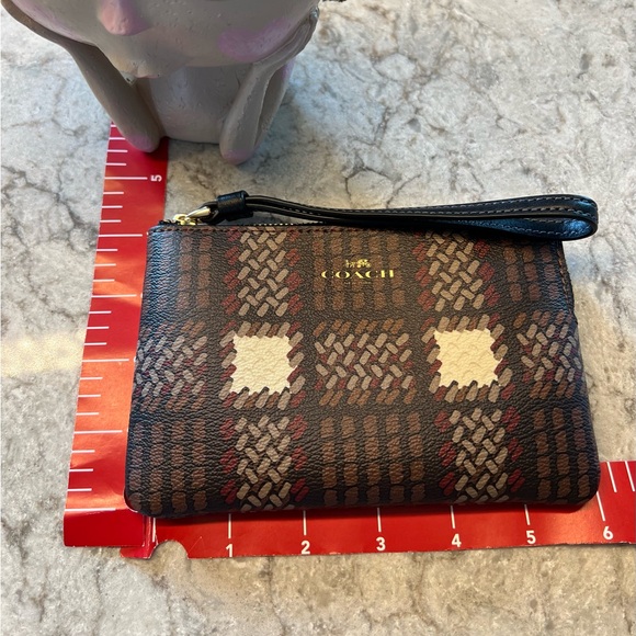 Coach Zip Wristlet - Brushed Brown Multi Color Plaid - DISCONTINUED - Picture 8 of 9